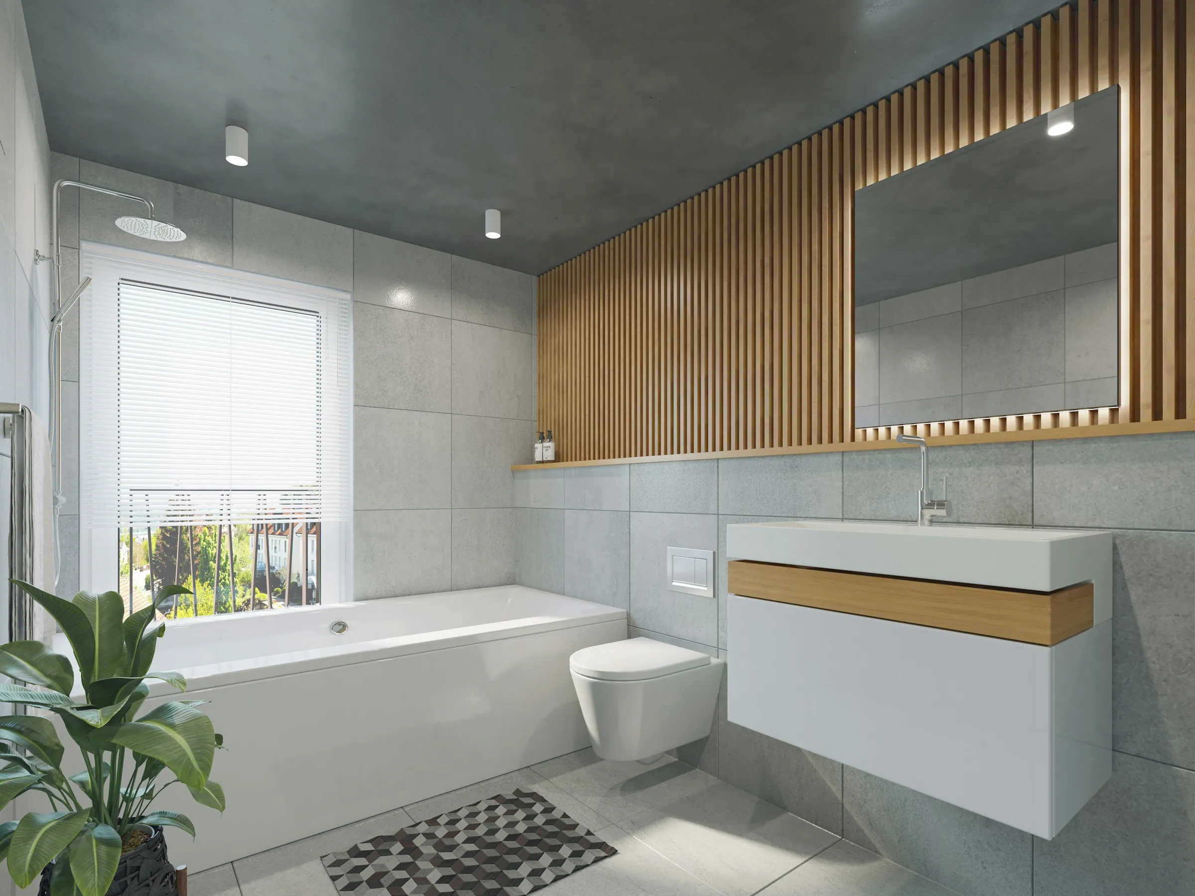 Modern finished bathroom with clean design and fixtures after renovation