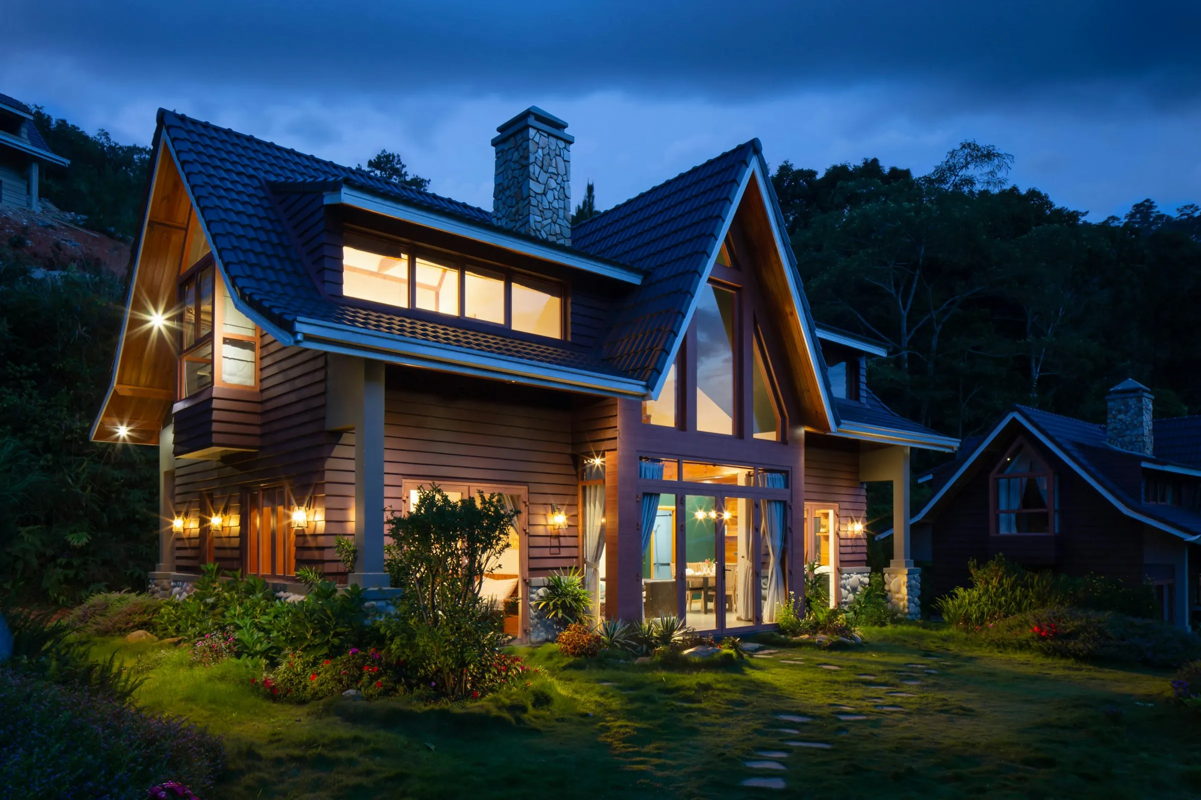 Newly built modern house exterior with clean architectural design